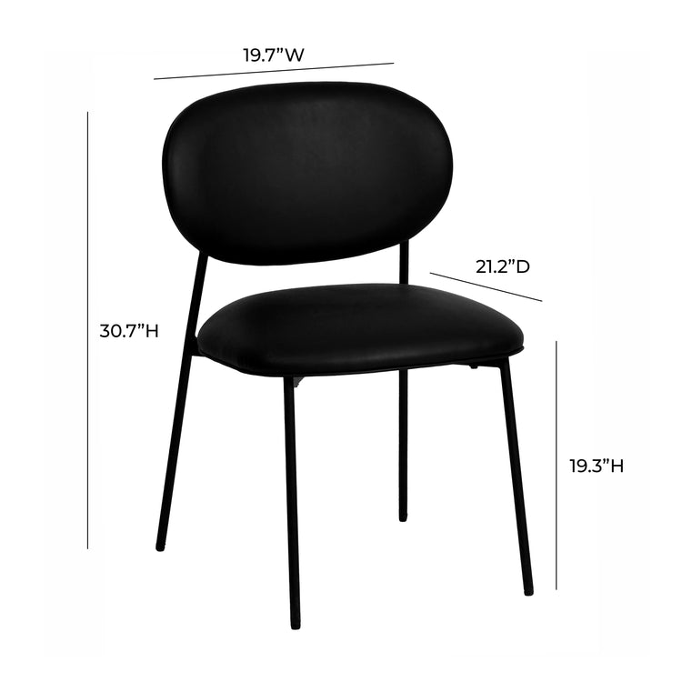 Silla de comedor de piel vegana color negra Adnane - juego de dos dimensiones.