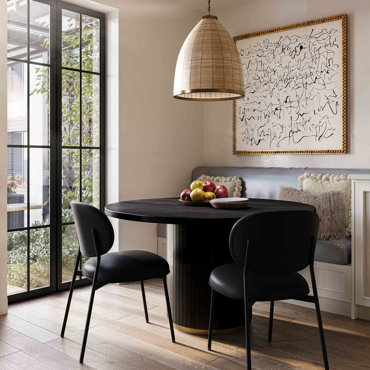 Silla de comedor de piel vegana color negra Adnane - juego de dos en comedor negro Cheryl MCCH-01.