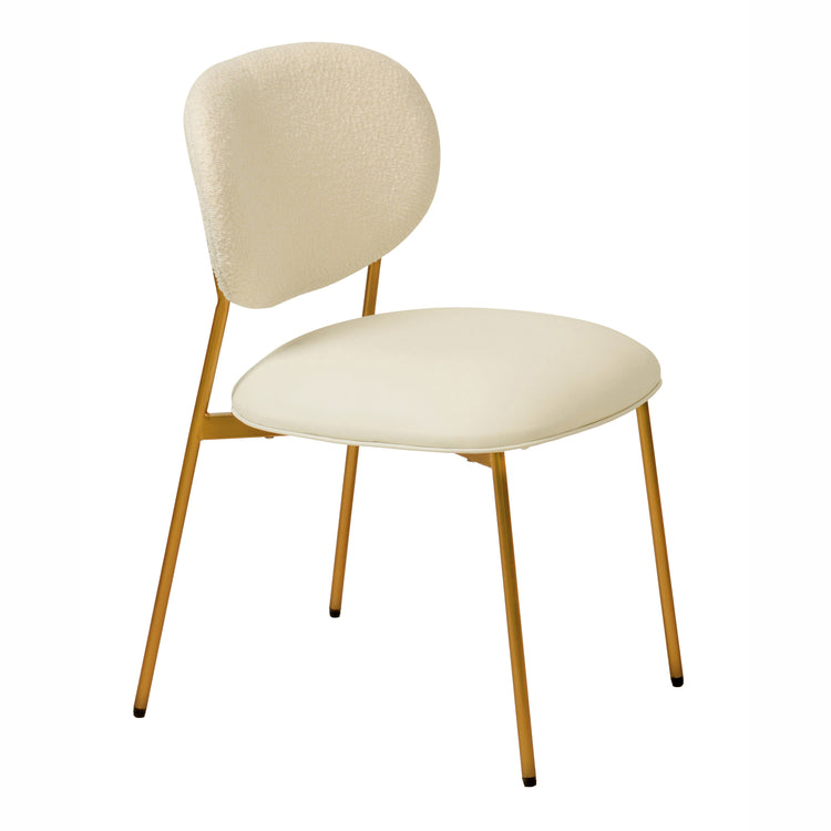 Silla de comedor de piel vegana color y Boucle crema Adnane - juego de dos.