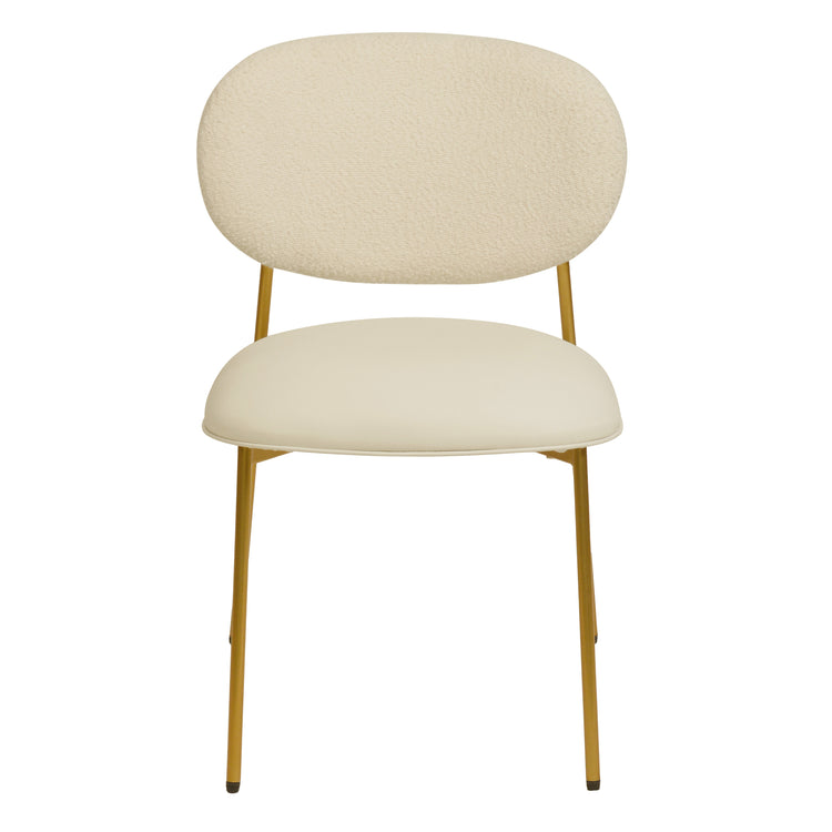 Silla de comedor de piel vegana color y Boucle crema Adnane - juego de dos de frente.