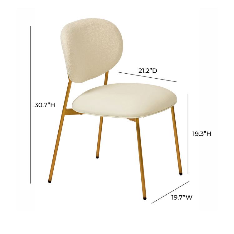 Silla de comedor de piel vegana color y Boucle crema Adnane - juego de dos dimensiones.