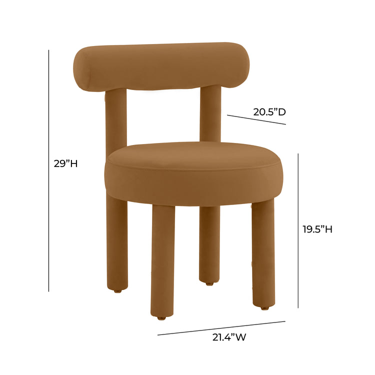 Silla de comedor de terciopelo cogñac Helmut dimensiones.