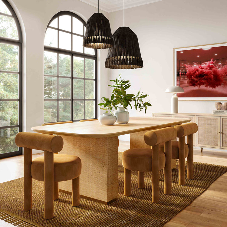 Silla de comedor de terciopelo cogñac Helmut en el Comedor Neith MCPL-07.
