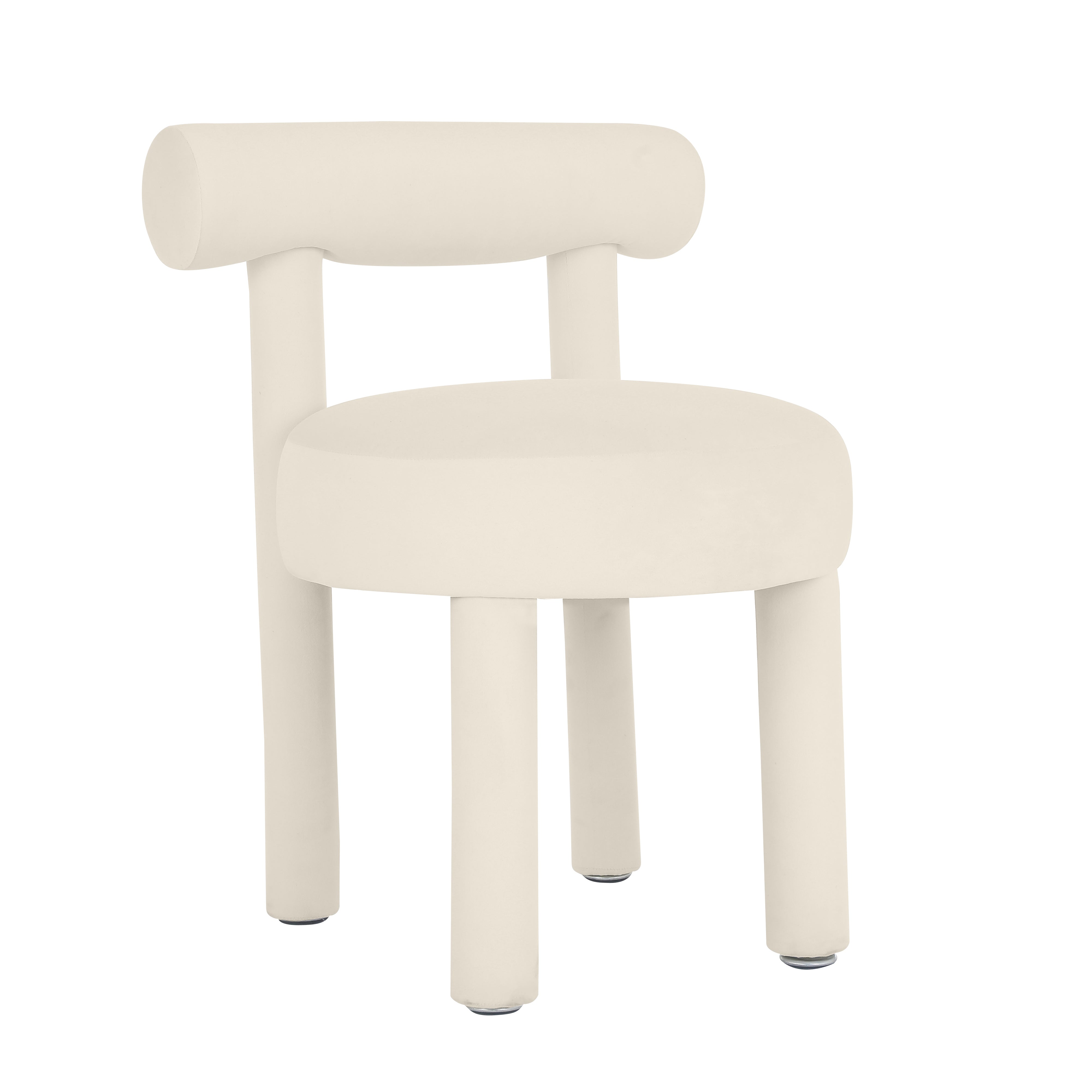 Silla de comedor de terciopelo crema Helmut.