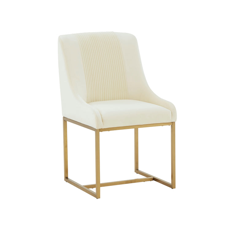 Silla de comedor de terciopelo crema plisado Ónoma.