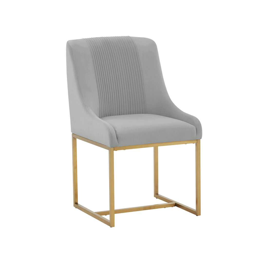Silla de comedor de terciopelo gris plisado Ónoma.