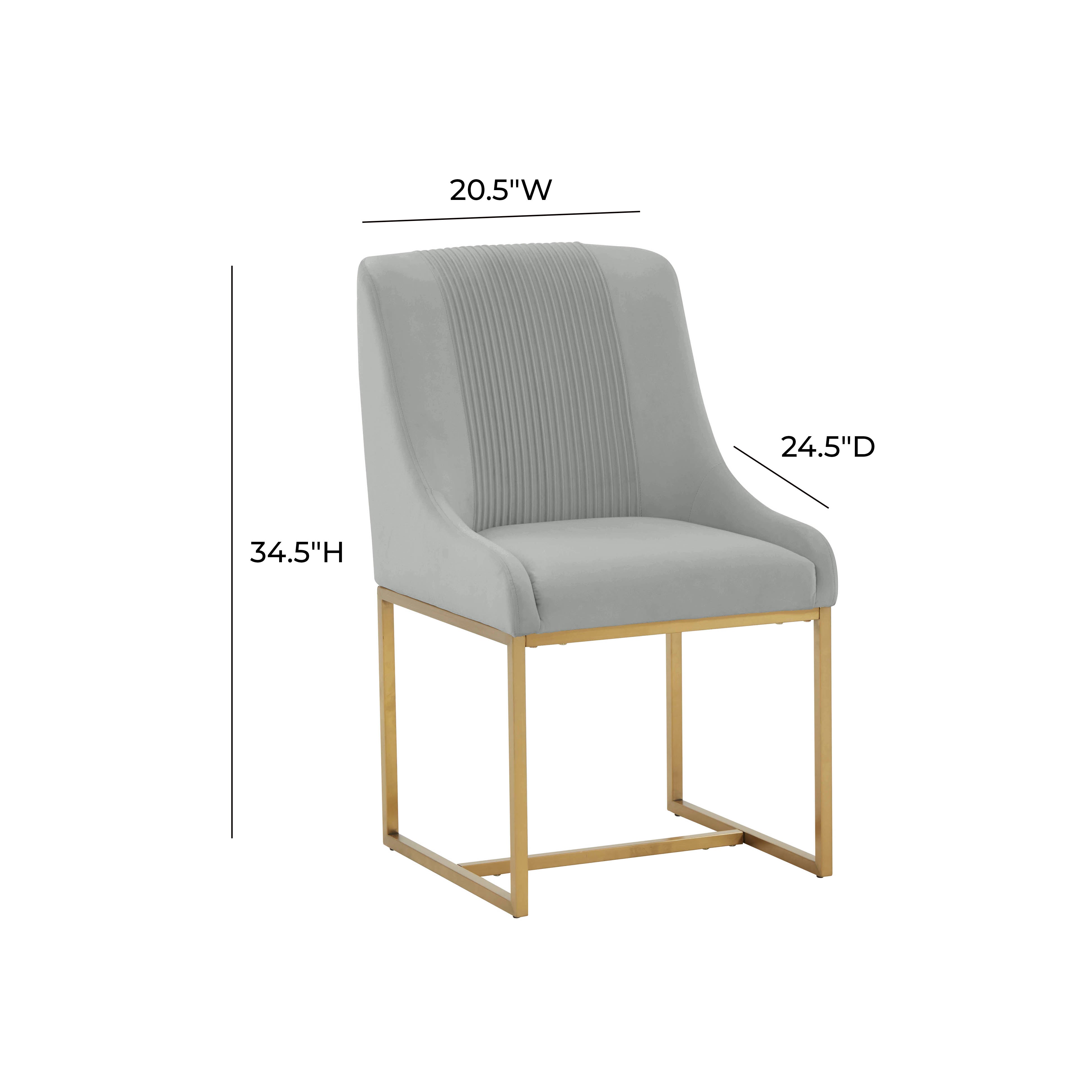 Silla de comedor de terciopelo gris plisado Ónoma dimensiones.