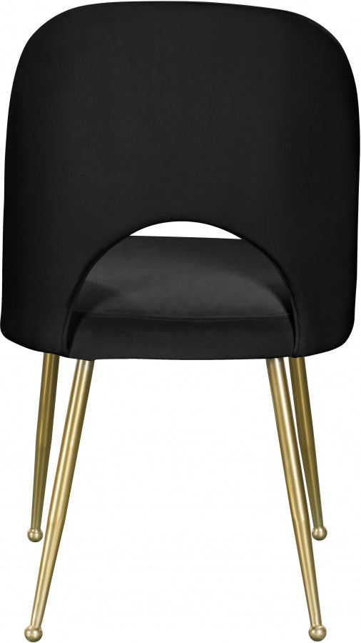 Silla de comedor de terciopelo negro Gina De atrás.