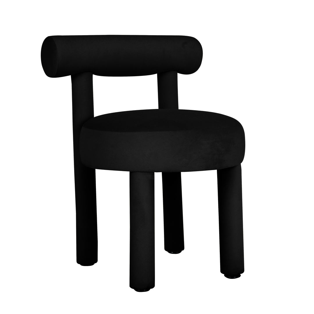 Silla de comedor de terciopelo negro Helmut.