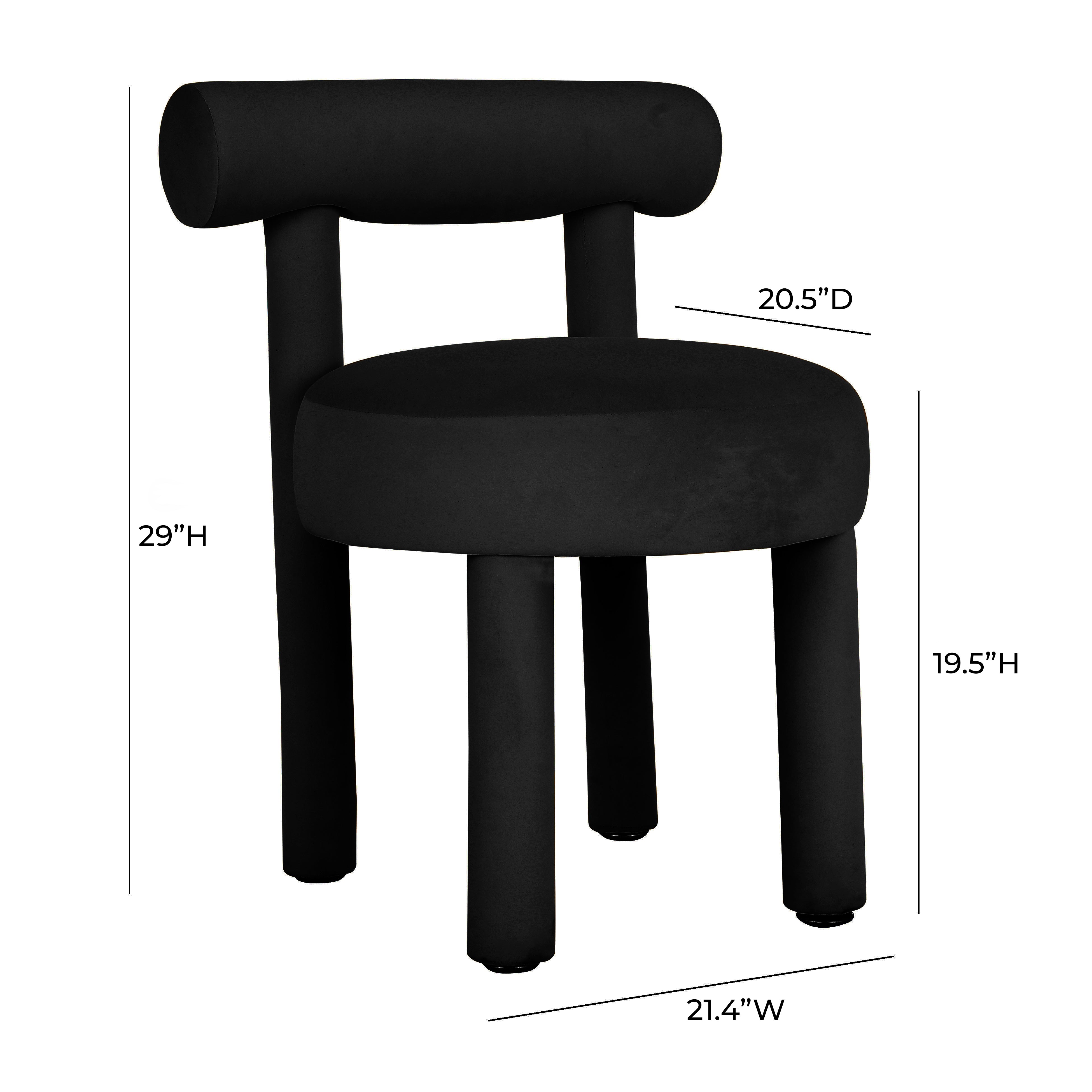 Silla de comedor de terciopelo negro Helmut dimensiones.