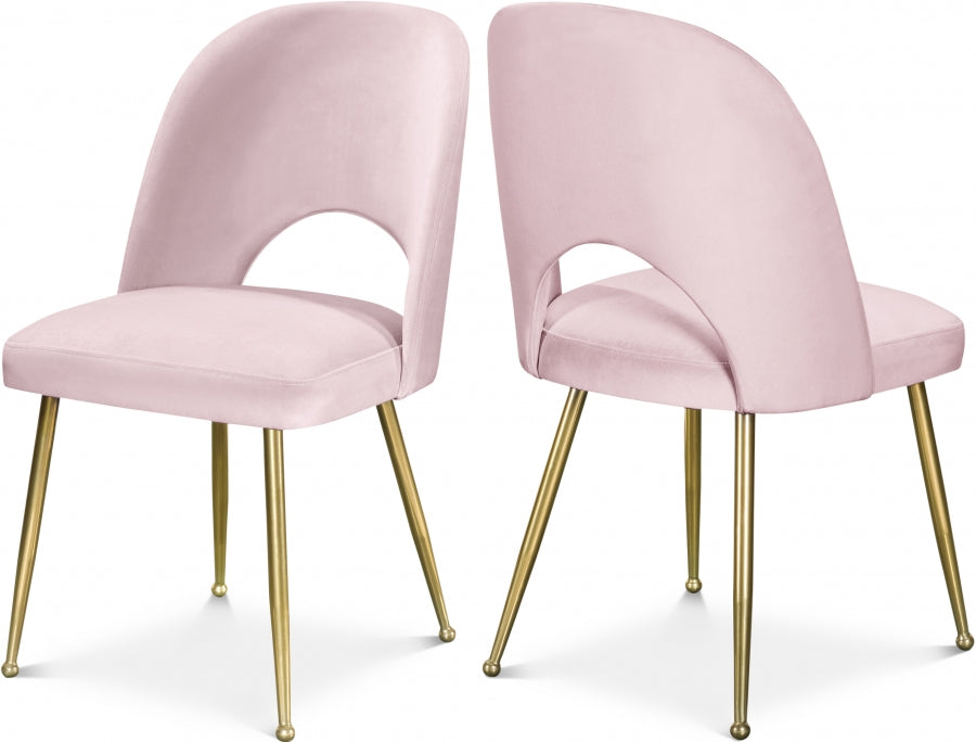 Silla de comedor de terciopelo rosa Gina - juego de 2.