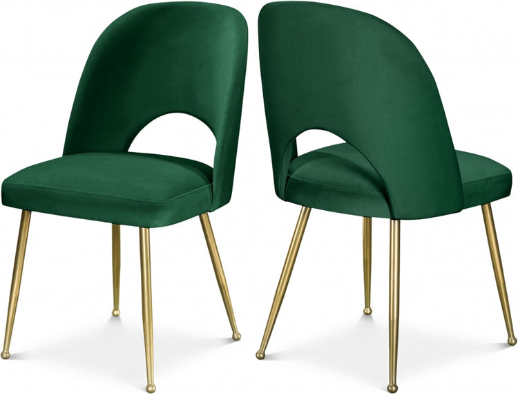 Silla de comedor de terciopelo verde Gina - juego de 2.