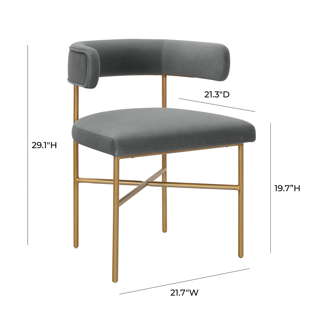 Silla de comedor en terciopelo de rendimiento gris Shireen dimensiones.