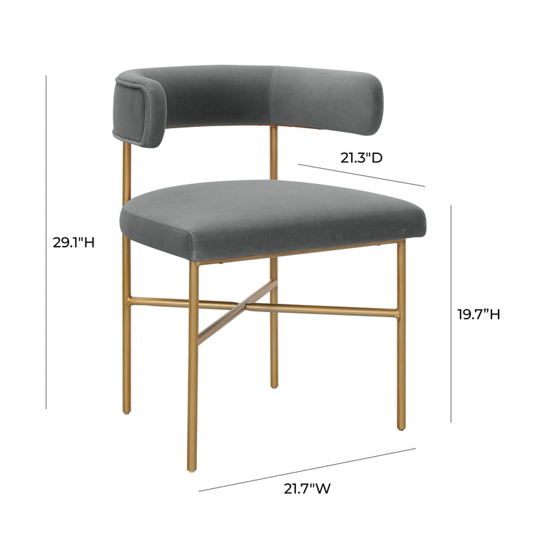 Silla de comedor en terciopelo de rendimiento gris Shireen dimensiones.