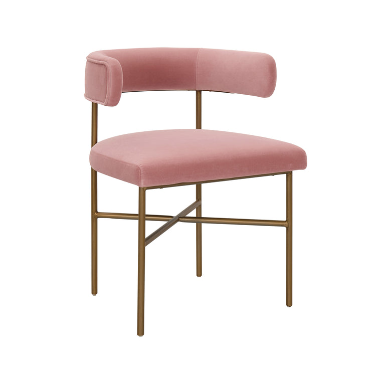 Silla de comedor en terciopelo de rendimiento rosa Shireen.
