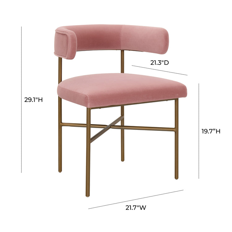 Silla de comedor en terciopelo de rendimiento rosa Shireen dimensiones.