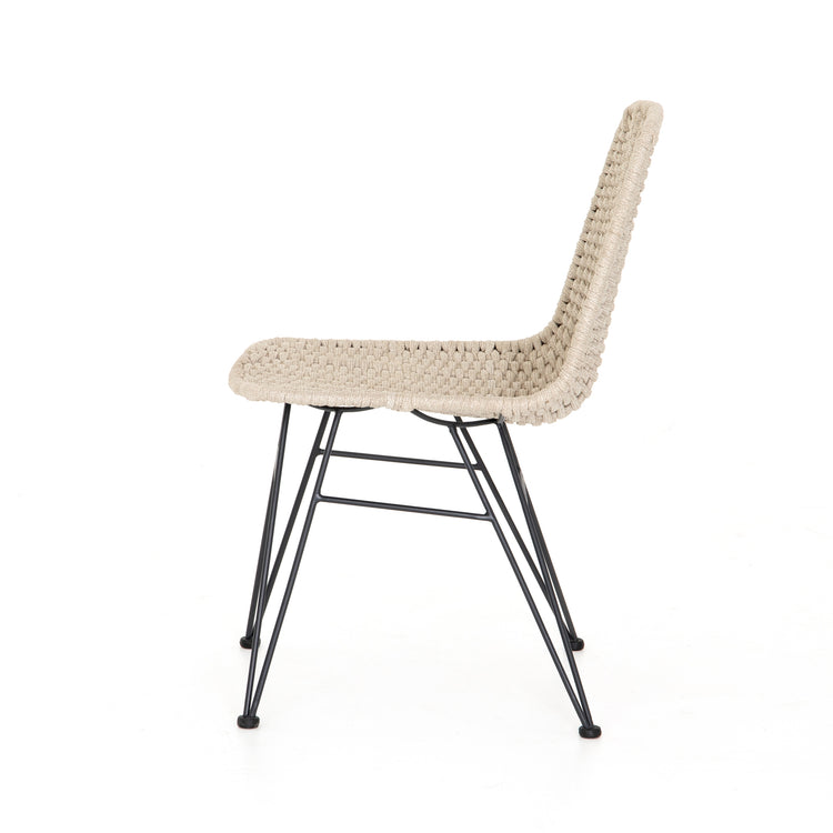 Silla de comedor exterior color cuerda natural Fabien de lado.