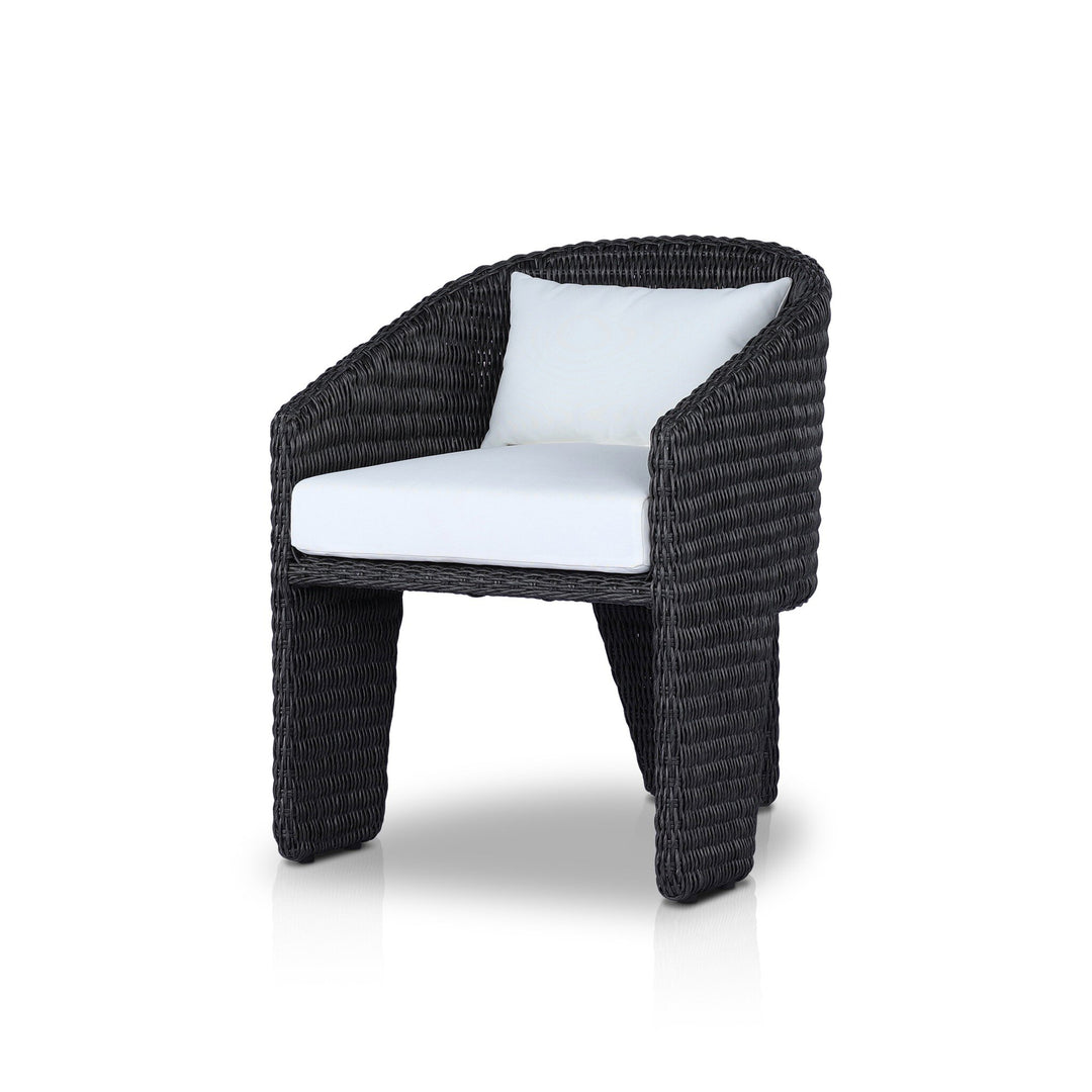 Silla de comedor para exteriores de tres patas Armant color negro.