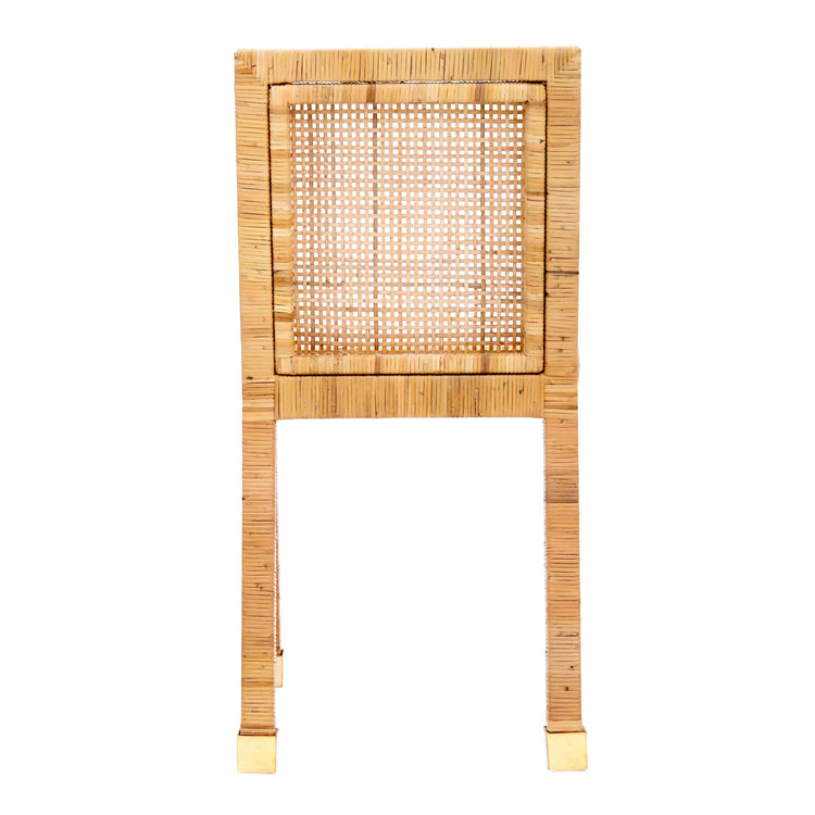 Silla de comedor de rattan natural Lisboa de atrás sin cojín.
