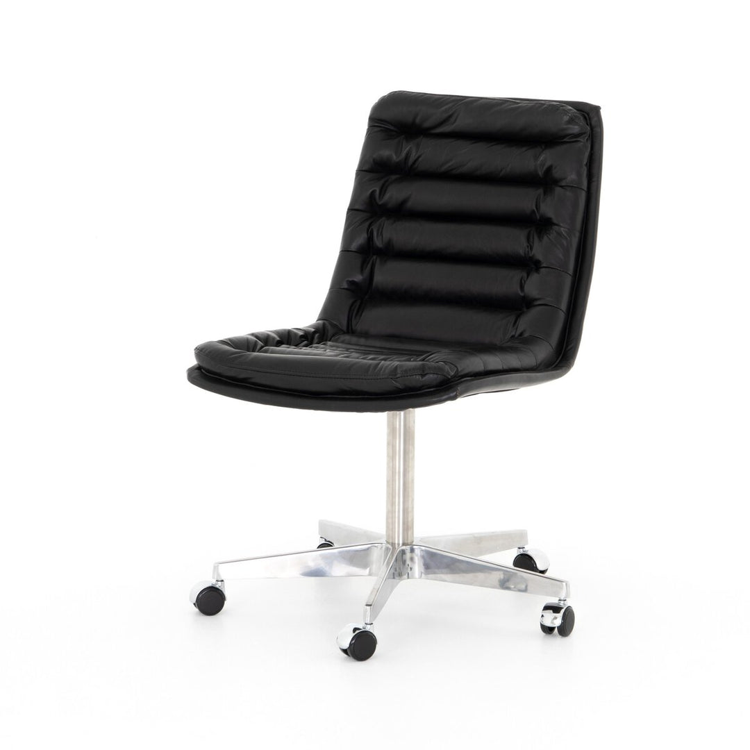Silla de escritorio de máxima comodidad Cristóbal de piel negro.