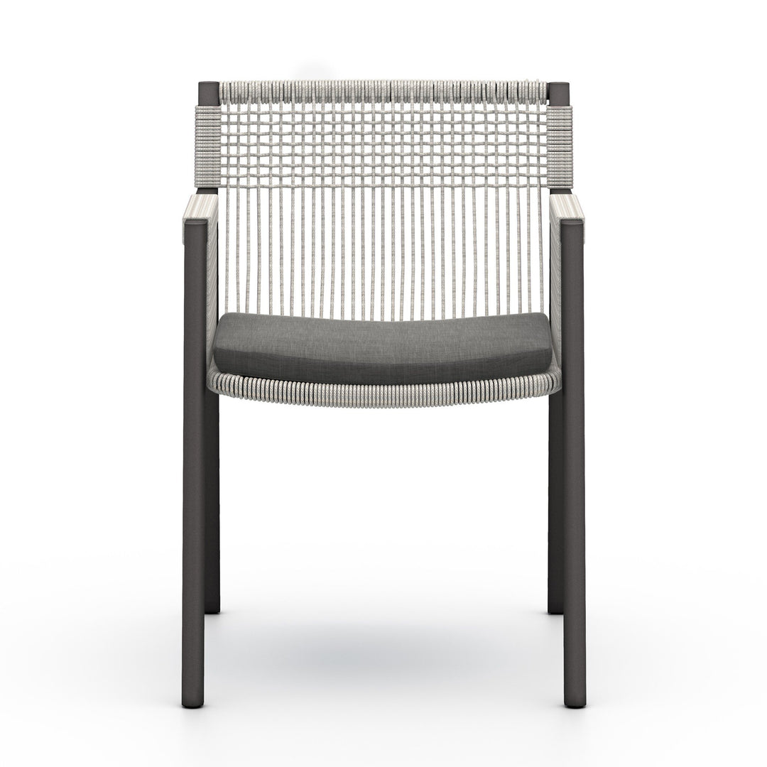 Silla de exterior de cuerda tejida y aluminio Fluck