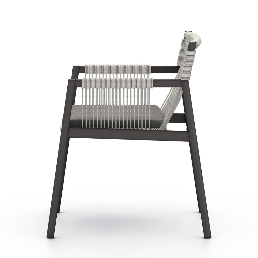 Silla de exterior de cuerda tejida y aluminio Fluck