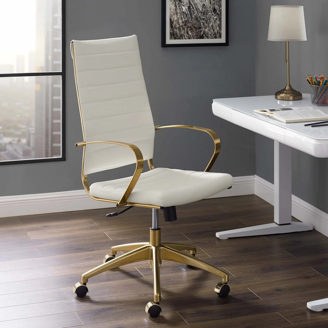 Silla de oficina blanco dorado Izzy