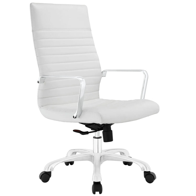 Silla de oficina con respaldo alto Micah color blanco.