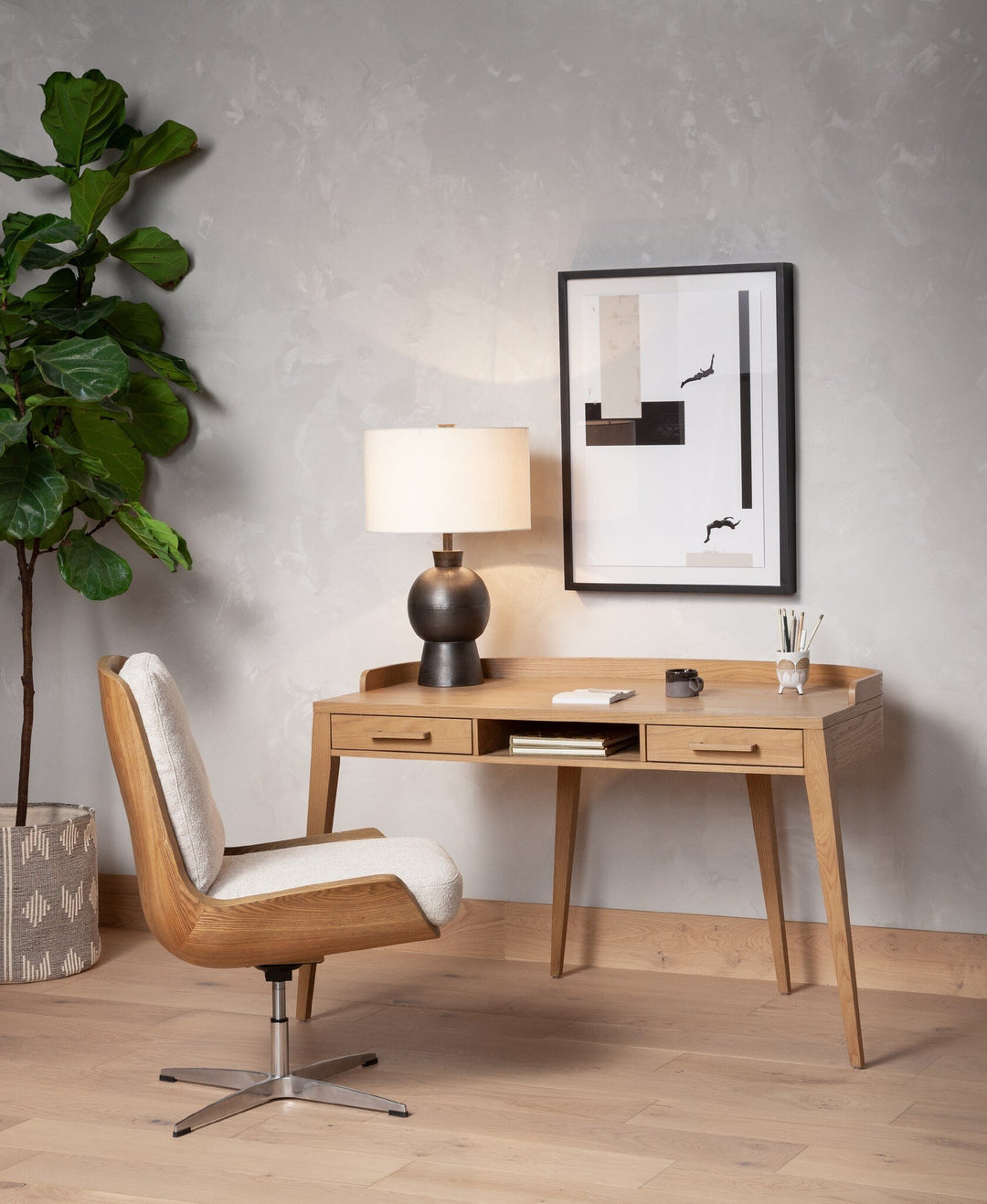 Silla de oficina de madera curvada de fresno Cuniberto