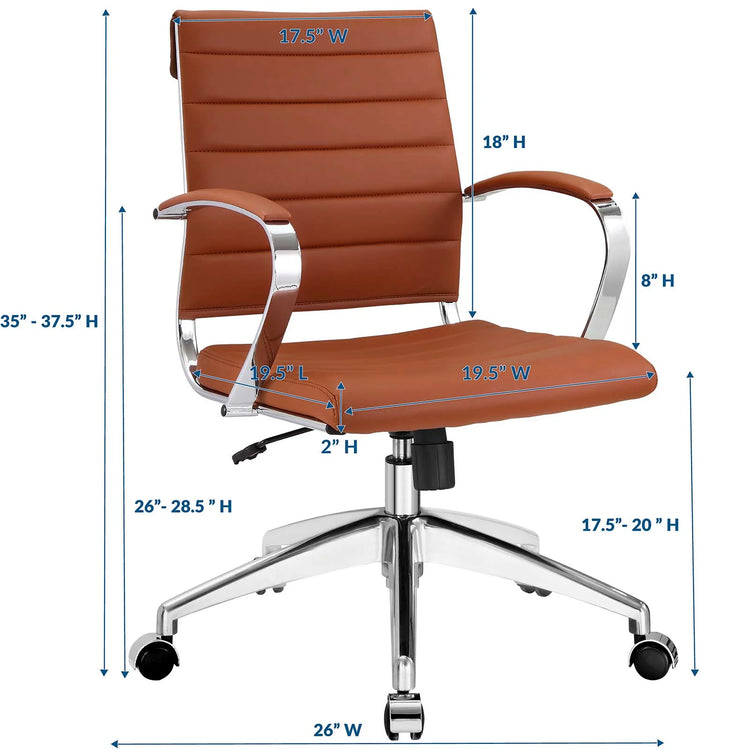 Silla de oficina de respaldo medio Terracota Zoa dimensiones.