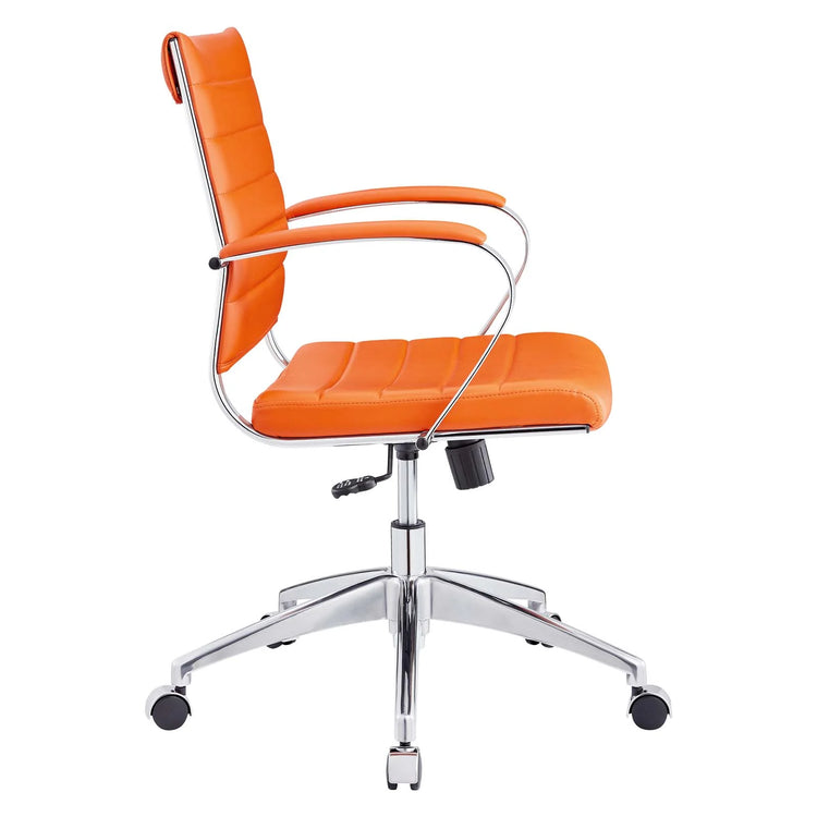 Silla de oficina de respaldo medio naranja Zoa de lado.