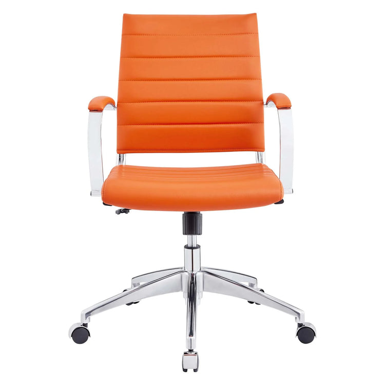 Silla de oficina de respaldo medio naranja Zoa de frente.