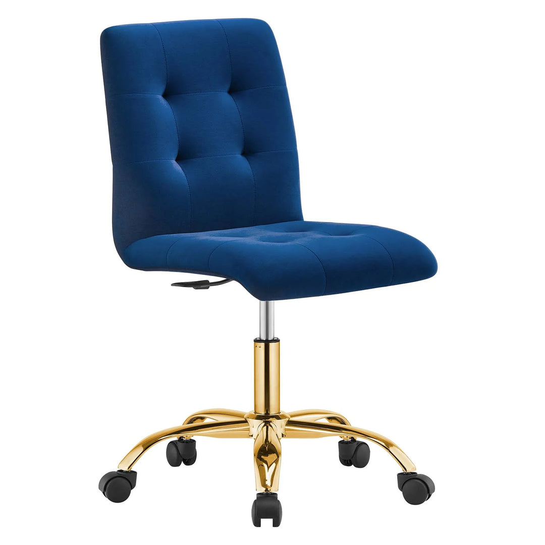 Silla de oficina de terciopelo color azul marino Gilbert.