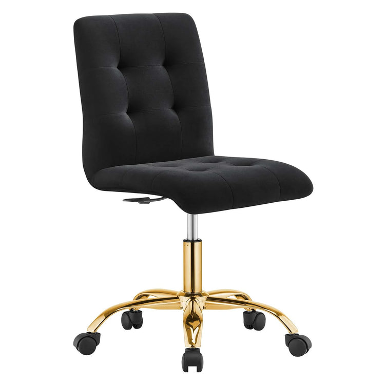Silla de oficina de terciopelo color azul negro Gilbert.