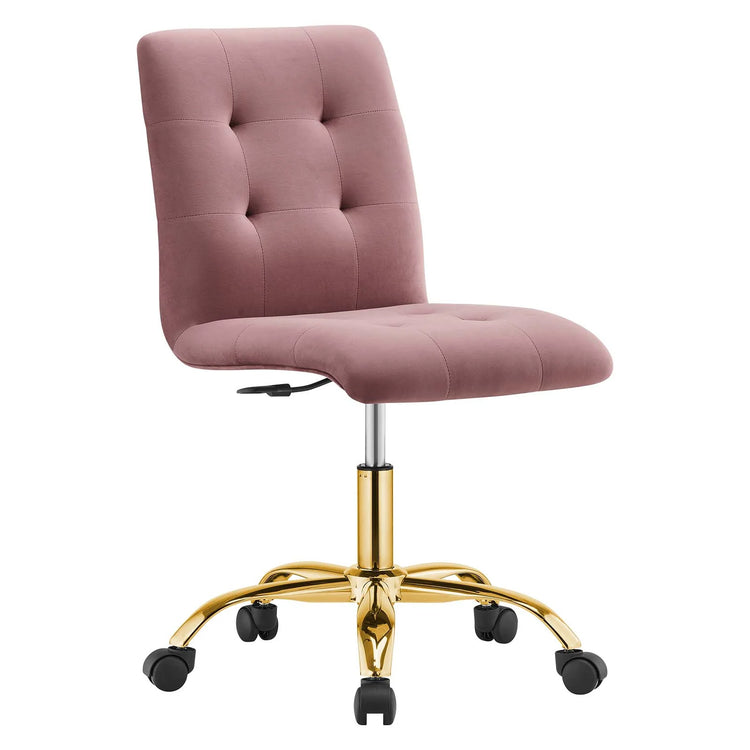 Silla de oficina de terciopelo color rosa Gilbert.