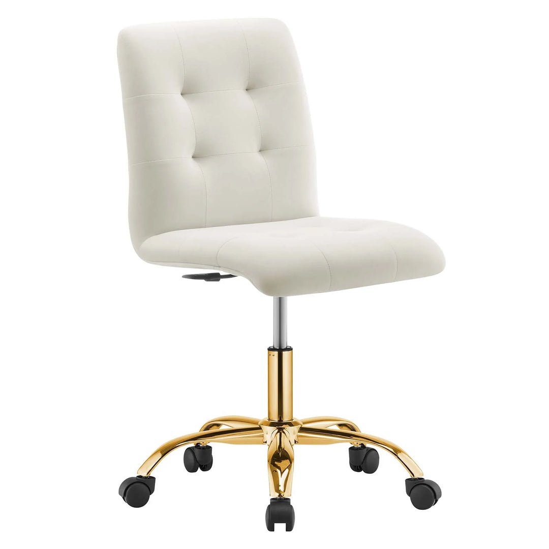 Silla de oficina de terciopelo color blanco Gilbert.