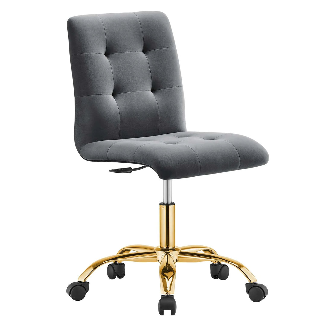 Silla de oficina de terciopelo color gris Gilbert.