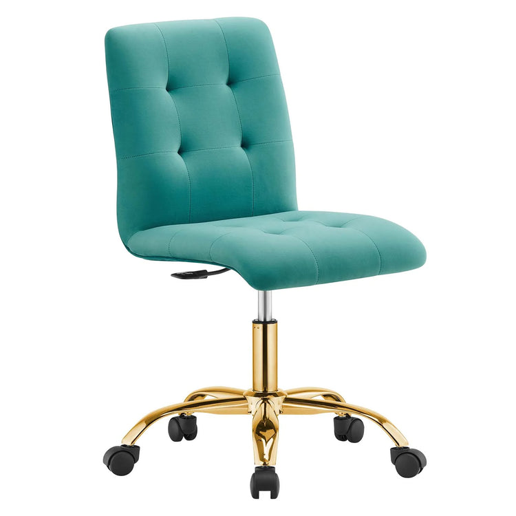 Silla de oficina de terciopelo color verde azulado Gilbert.