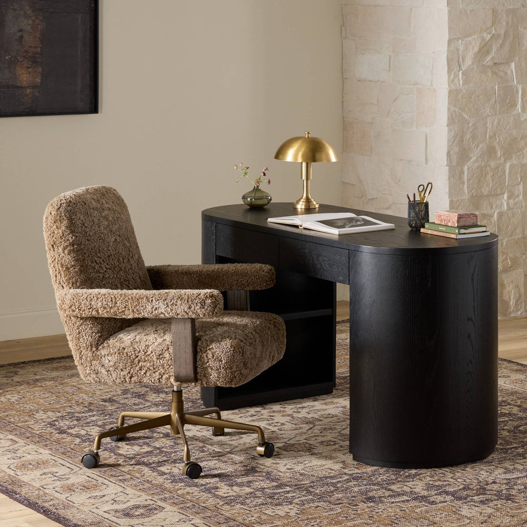Silla de oficina moderna aluminio y piel de oveja Oriss