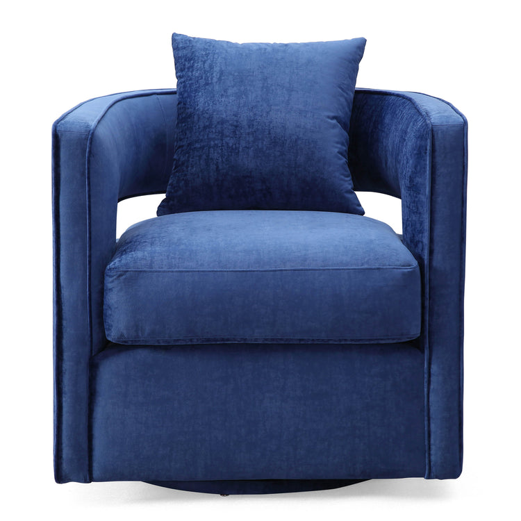 Silla de terciopelo azul marino giratoria Pelage de frente.