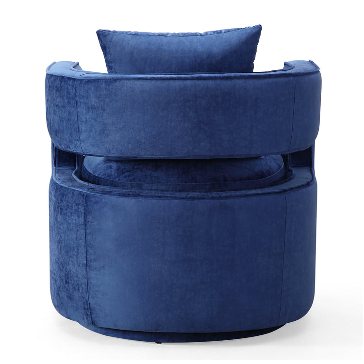 Silla de terciopelo azul marino giratoria Pelage de atrás.
