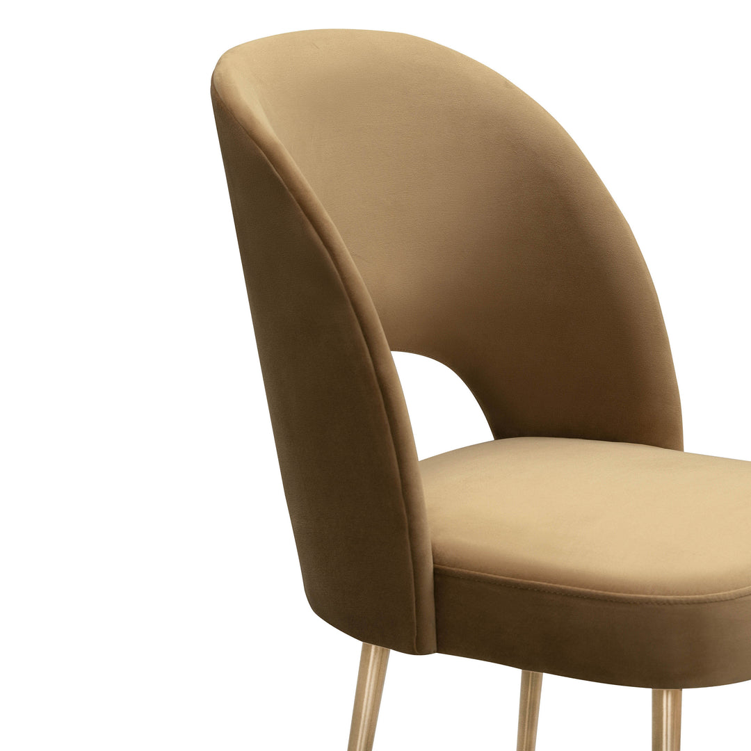 Silla para comedor de terciopelo moderno y base dorada Zuara