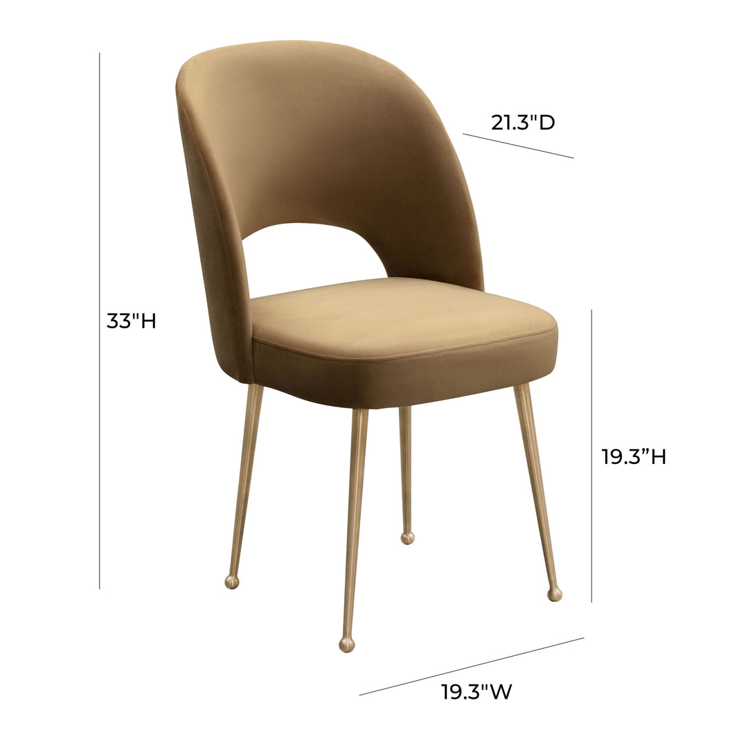 Silla para comedor de terciopelo moderno y base dorada Zuara