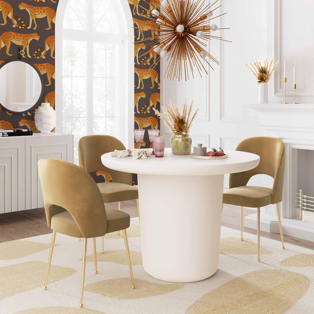 Silla para comedor de terciopelo moderno y base dorada Zuara