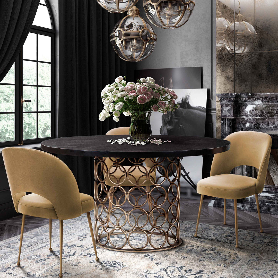 Silla para comedor de terciopelo moderno y base dorada Zuara
