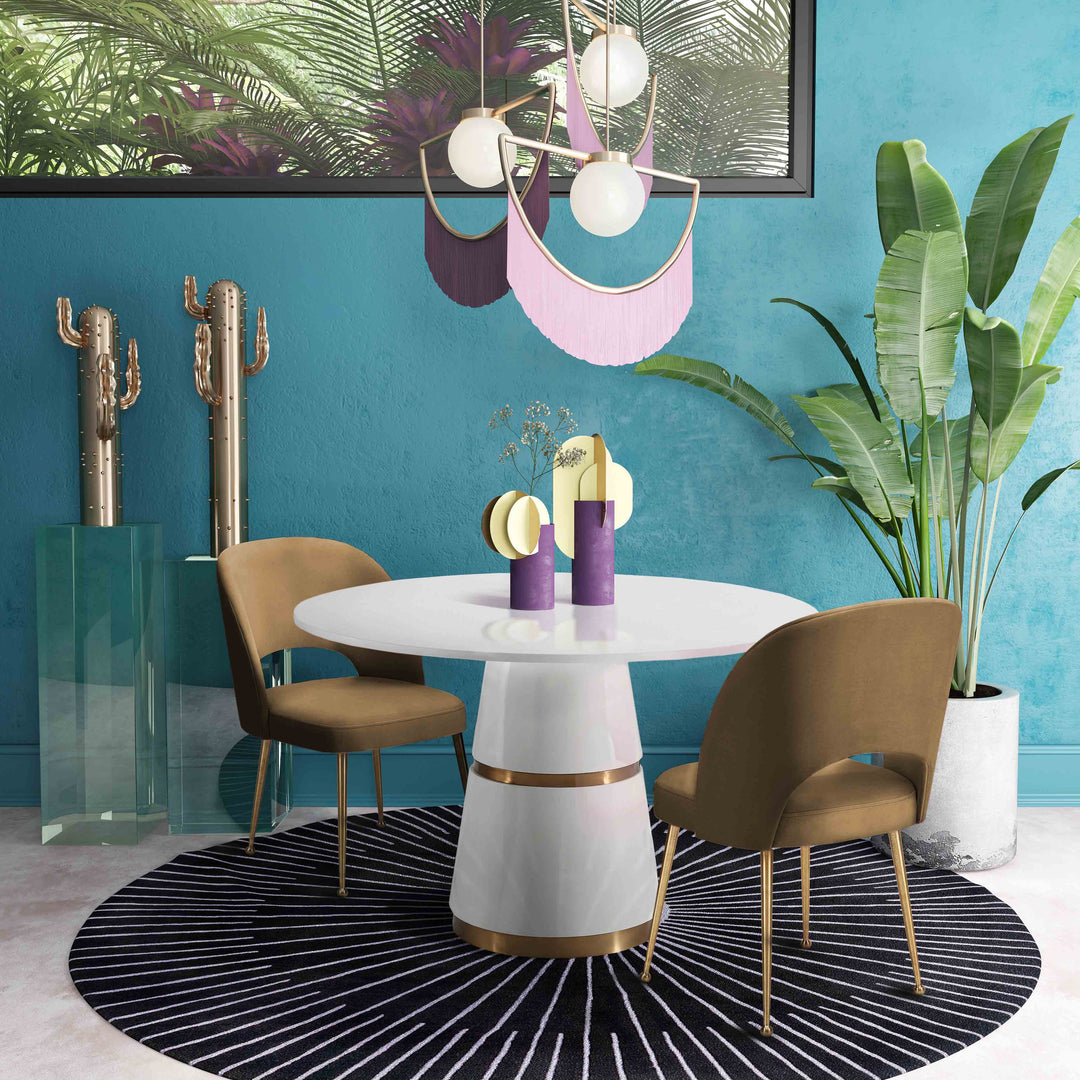 Silla para comedor de terciopelo moderno y base dorada Zuara