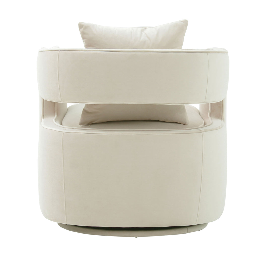 Silla de terciopelo crema giratoria Pelage de atrás.
