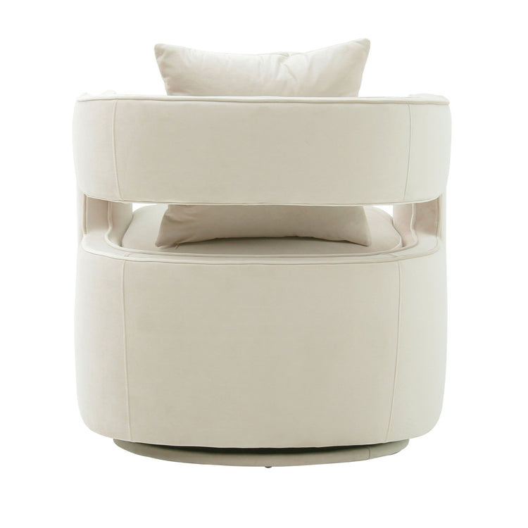 Silla de terciopelo crema giratoria Pelage de atrás.