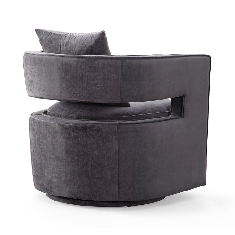 Silla de terciopelo gris giratoria Pelage de espaldas.