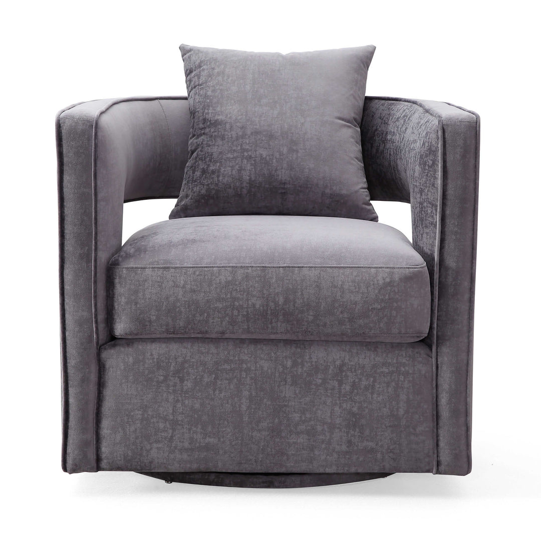 Silla de terciopelo gris giratoria Pelage de frente.